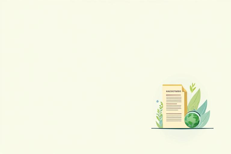 Illustration représentant un document légal avec des symboles écologiques comme une feuille verte ou un symbole de recyclage, mettant en avant l'engagement éco-responsable de Lianes Vertes.